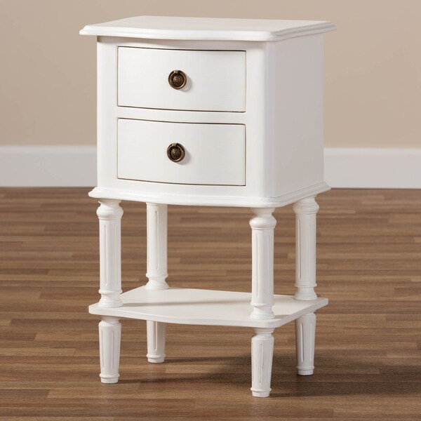 Baxton Studio Audrey Country Cottage Farmhouse White Finished 2-Drawer Nightstand - 147-8180