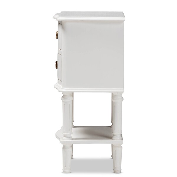 Baxton Studio Audrey Country Cottage Farmhouse White Finished 2-Drawer Nightstand - 147-8180