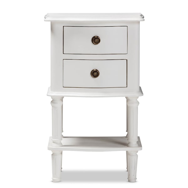 Baxton Studio Audrey Country Cottage Farmhouse White Finished 2-Drawer Nightstand - 147-8180