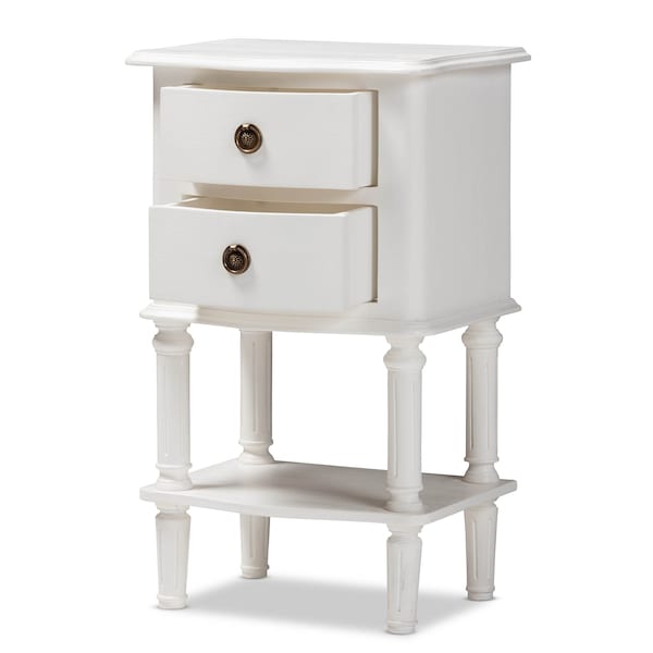 Baxton Studio Audrey Country Cottage Farmhouse White Finished 2-Drawer Nightstand - 147-8180