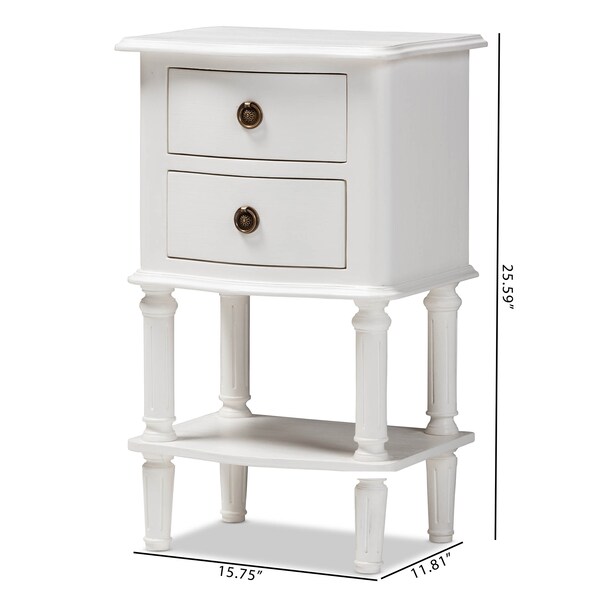 Baxton Studio Audrey Country Cottage Farmhouse White Finished 2-Drawer Nightstand - 147-8180