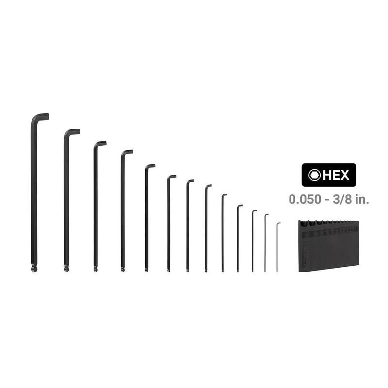 TEKTON Short Arm Ball End Hex L- Key Set with Holder, 13-Piece (0.050 in. to 3/8 in.) - KLX91112
