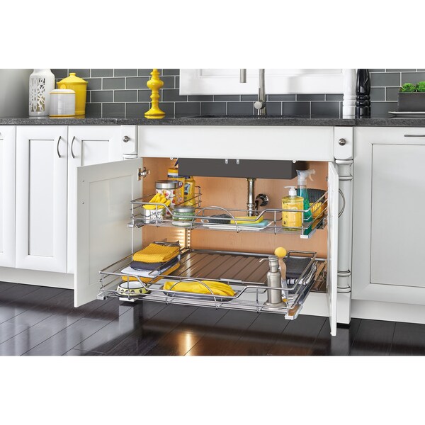 Rev-A-Shelf Steel, Silver, 29.38 in W, 5.31 in H, 21.9 in D, 21.75 in L, Silver - 5786-30CR