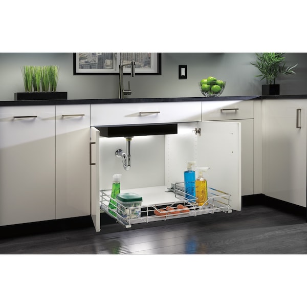 Rev-A-Shelf Steel, Silver, 29.38 in W, 5.31 in H, 21.9 in D, 21.75 in L, Silver - 5786-30CR
