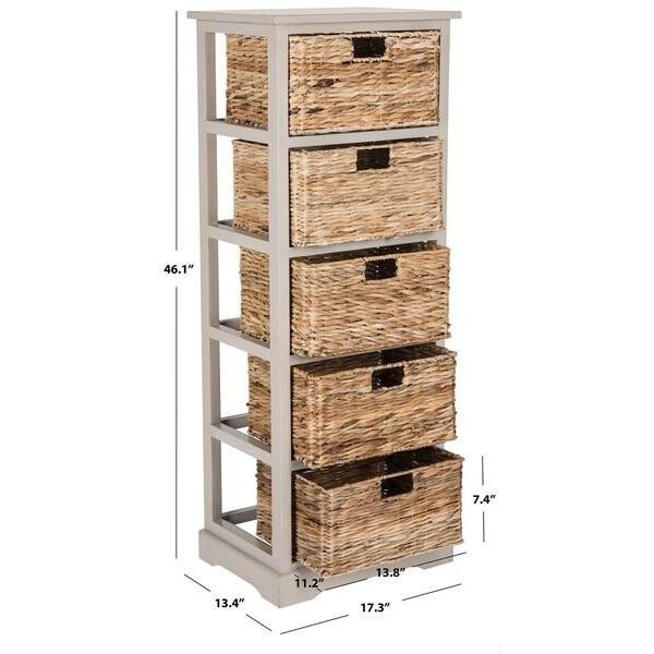 Safavieh Vedette 5 Basket Storage Chest- Vintage Grey - 46.1 x 13.4 x 17.3 in. - AMH5739D