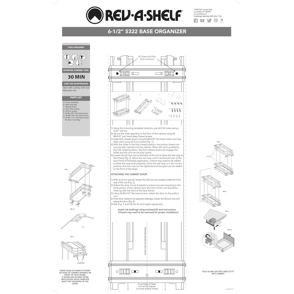 Rev-A-Shelf Steel, Orion Gray, 7.25 in W, 24 in H, 21.69 in D, 21.69 in L, Orion Gray - 5322UT-BCSC-6-FOG