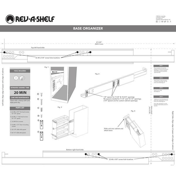 Rev-A-Shelf Maple Veneer, Light Brown, 10.5 in W, 25.25 in H, 21.81 in D, 21.75 in L, Light Brown - 449UT-BCSC-10C