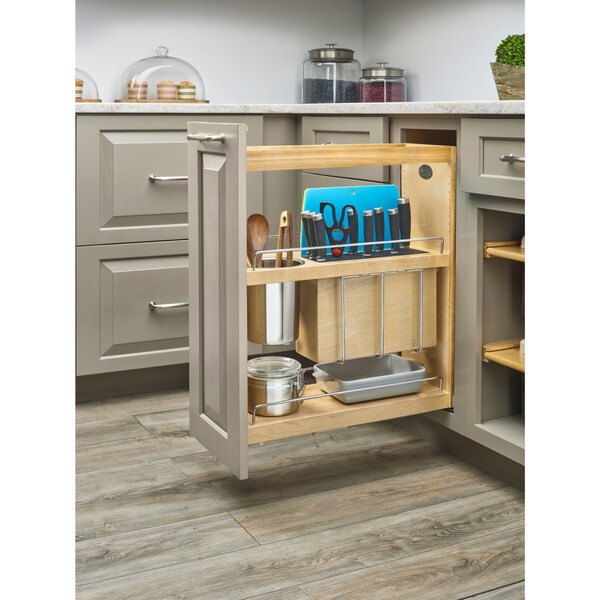 Rev-A-Shelf Maple Veneer, Light Brown, 9.28 in W, 25.6 in H, 21.75 in D, 21.75 in L, Light Brown - 449KB-BCSC-8C