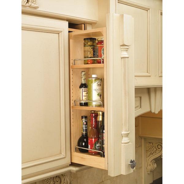 Rev-A-Shelf Maple Veneer, Light Brown, 6 in W, 36 in H, 11.13 in D, 11.13 in L, Light Brown - 432-WF36-6C
