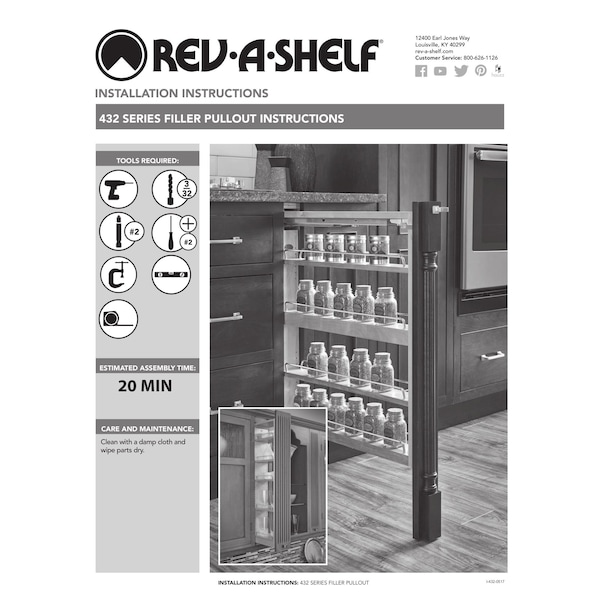 Rev-A-Shelf Maple Veneer, Light Brown, 6 in W, 36 in H, 11.13 in D, 11.13 in L, Light Brown - 432-WF36-6C