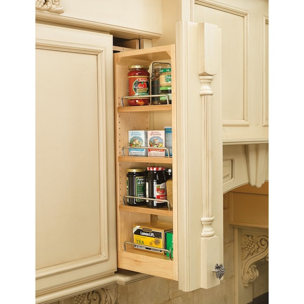 Rev-A-Shelf Maple Veneer, Light Brown, 6 in W, 36 in H, 11.13 in D, 11.13 in L, Light Brown - 432-WF36-6C