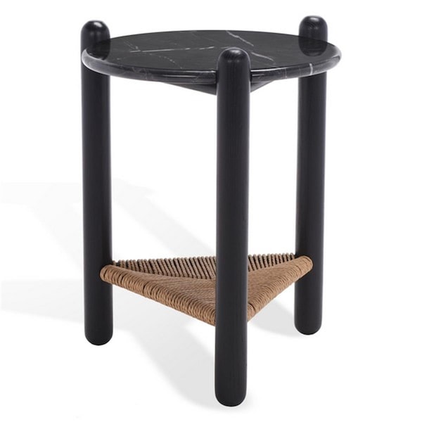 Safavieh 15 x 15 x 20.1 in. Macianna Woven Shelf Accent Table - Black - SFV4145A-2BX