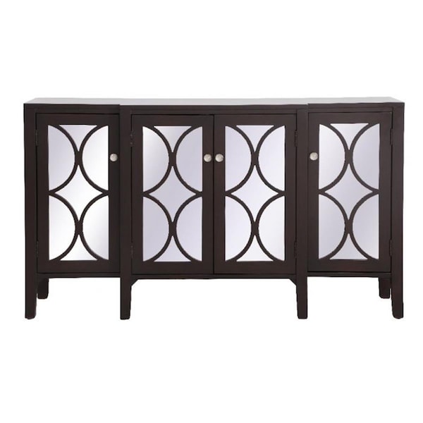 Convenience Concepts 60 in. Mirrored Credenza in Dark Walnut - HI2222656
