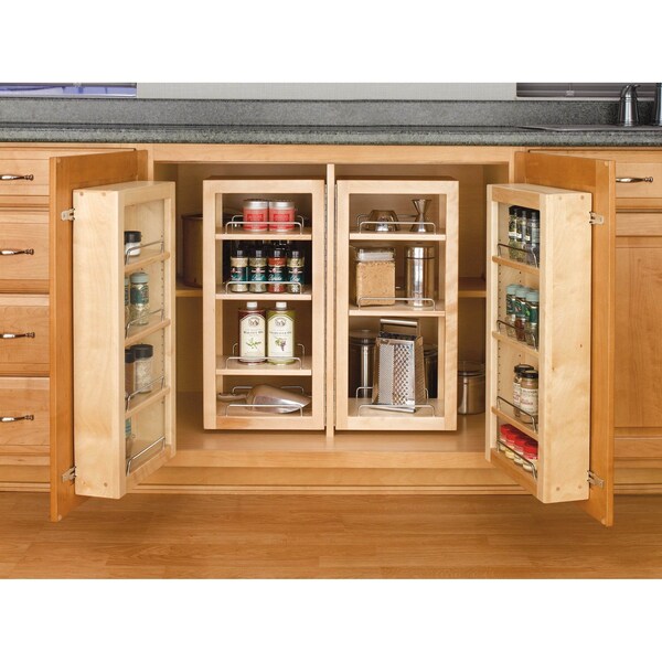 Rev-A-Shelf Maple Veneer, Light Brown, 12 in W, 25 in H, 4 in D, 4 in L, Light Brown - 4WBDP18-25