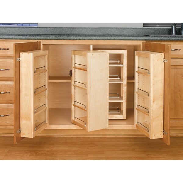 Rev-A-Shelf Maple Veneer, Light Brown, 12 in W, 25 in H, 4 in D, 4 in L, Light Brown - 4WBDP18-25