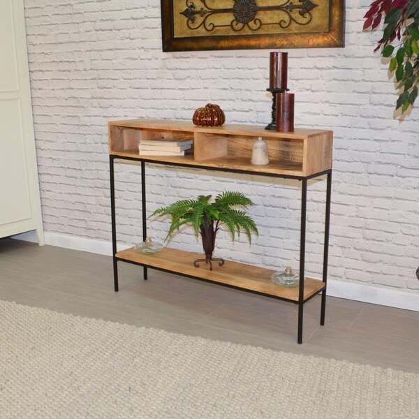 Guest Room Edvin Console, Natural & Black - 9.5 x 42 x 34.25 in. - GU2549234