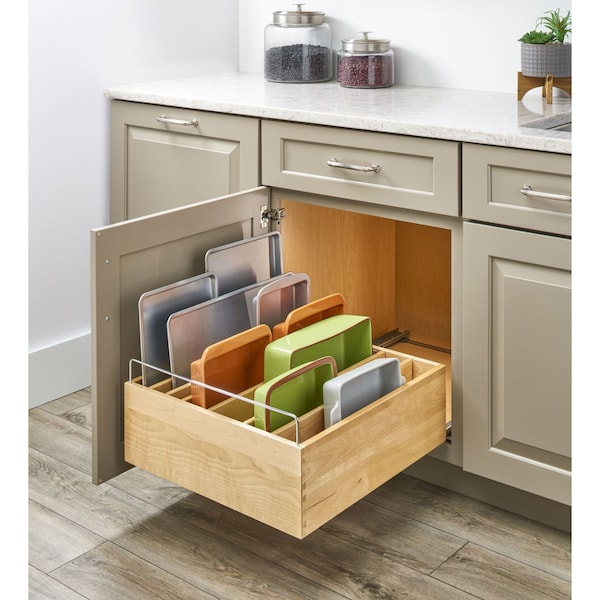 Rev-A-Shelf Maple Veneer, Light Brown, 14.5 in W, 10.5 in H, 22.09 in L, Light Brown - 4CDS-18SC-1