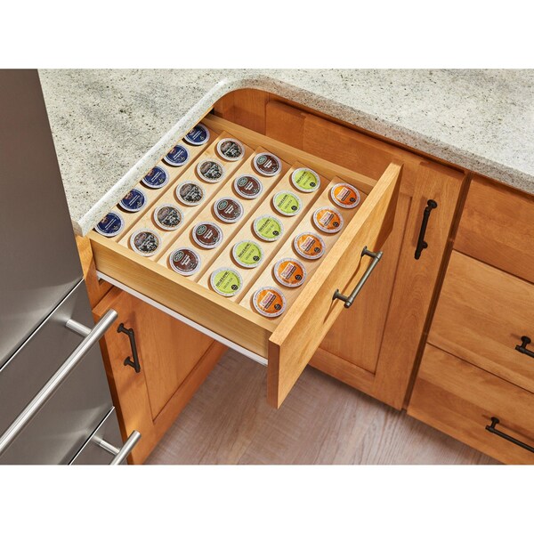 Rev-A-Shelf Drawer Insert, Maple Wood, Natural Maple, 16 in W, 2.38 in H, 19.75 in D - 4CDI-18-KCUP-1