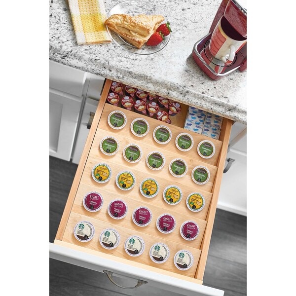 Rev-A-Shelf Drawer Insert, Maple Wood, Natural Maple, 16 in W, 2.38 in H, 19.75 in D - 4CDI-18-KCUP-1