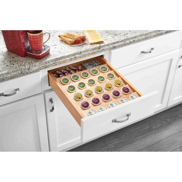 Rev-A-Shelf Drawer Insert, Maple Wood, Natural Maple, 16 in W, 2.38 in H, 19.75 in D - 4CDI-18-KCUP-1