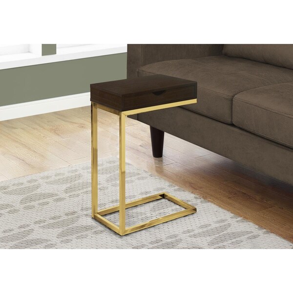 Daphnes Dinnette Cappuccino & Gold Metal Accent Table with Drawer - DA2618190