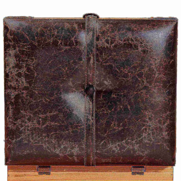 Baxton Studio Amena Rustic Transitional Dark Brown PU Leather and Oak Finished Wood Small Storage Ottoman - 182-11740-ZORO