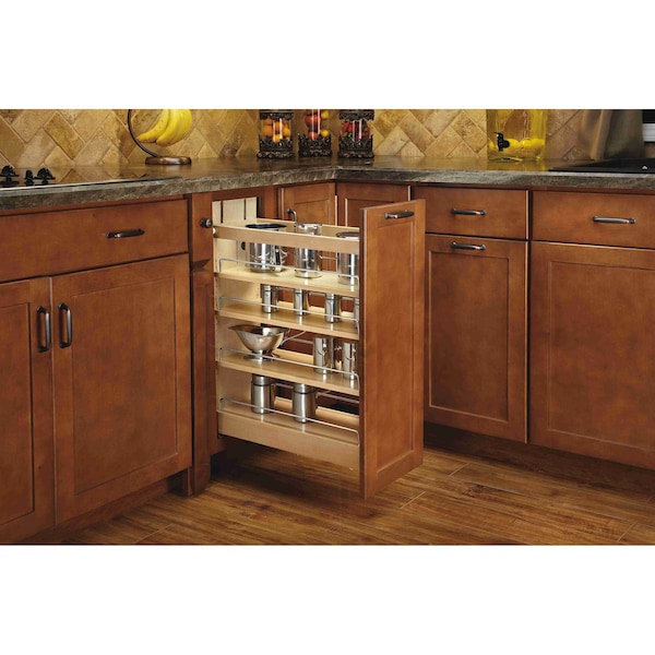 Rev-A-Shelf Maple Wood; Steel, Natural Maple, 8 in W, 25.5 in H, 21.65 in D - 448-BCBBSC-8C
