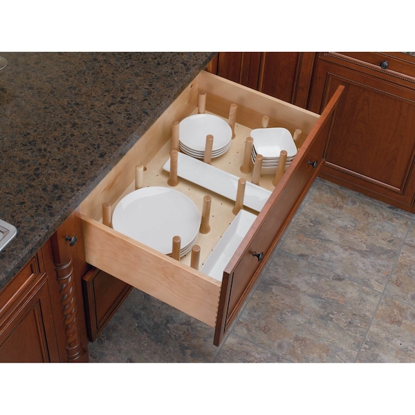 Rev-A-Shelf Drawer Insert, Maple Wood, Natural Maple, 39.25 in W, 6.63 in H, 21.25 in D - 4DPS-3921