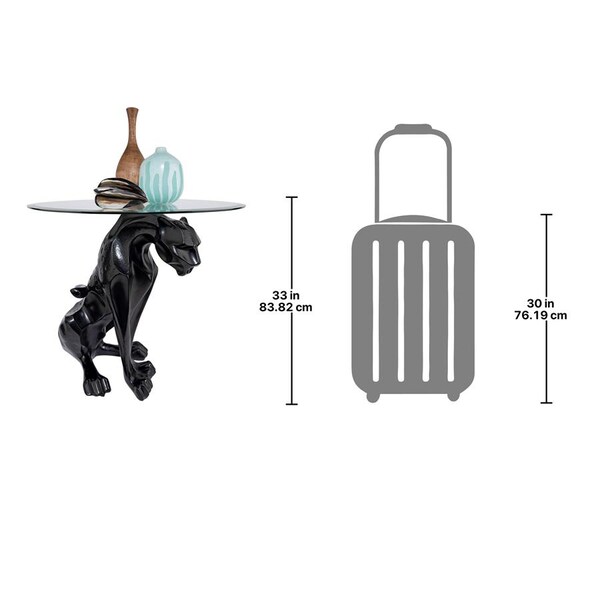 Design Toscano Black Jaguar Glass Top Table, PK 2 - KY972408
