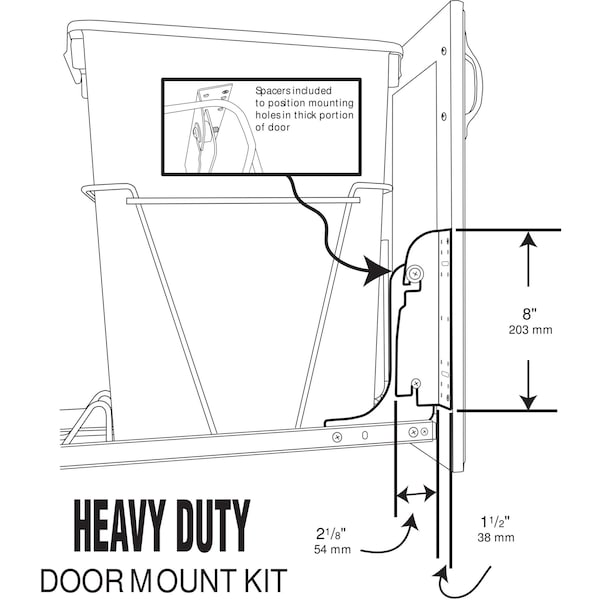 Rev-A-Shelf Accessory, Steel, Silver, 1.5 in W, 8 in H, 2.13 in D - RV DM17 KIT