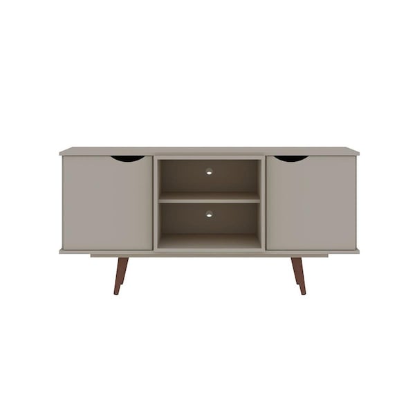 Designed To Furnish Hampton TV Stand with 4 Shelves & Solid Wood Legs in Off White, 26.57 x 53.54 x 15.75 in. - DE2616295