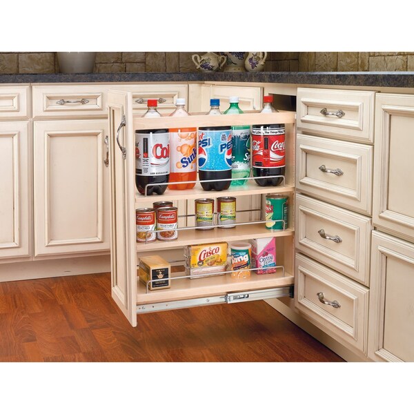 Rev-A-Shelf Maple Wood; Steel, Natural Maple, 8 in W, 25.5 in H, 22.5 in D - 448-BC-8C