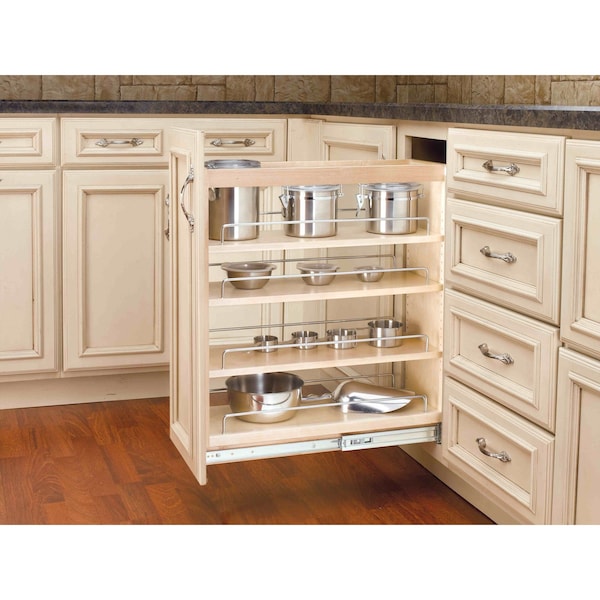 Rev-A-Shelf Maple Wood; Steel, Natural Maple, 8 in W, 25.5 in H, 22.5 in D - 448-BC-8C