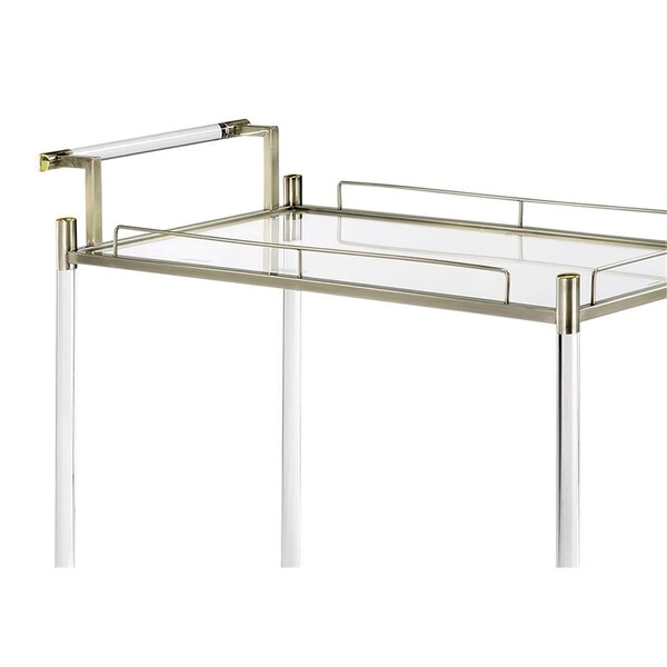 Acme Serving Cart with Metal Frame in Antique Mirror and Wire Brass - ER-0159A