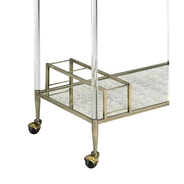 Acme Serving Cart with Metal Frame in Antique Mirror and Wire Brass - ER-0159A