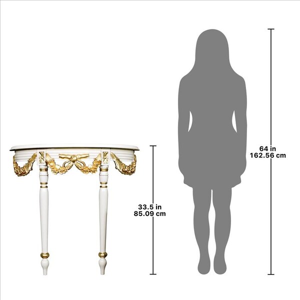 Design Toscano Louis XVI-Style Crescent Golden Ribbon Wall Console Table - AF57724