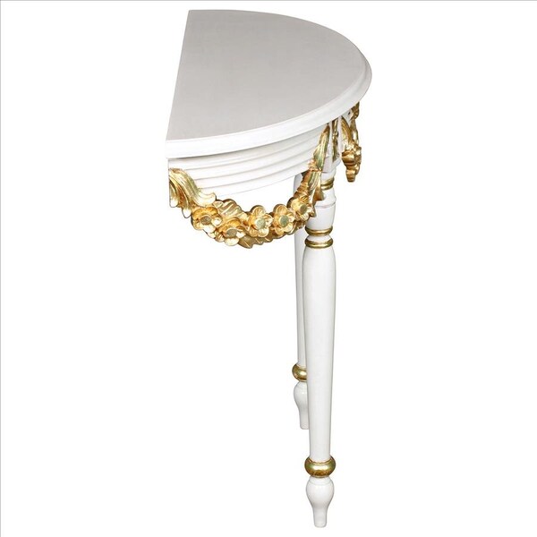 Design Toscano Louis XVI-Style Crescent Golden Ribbon Wall Console Table - AF57724