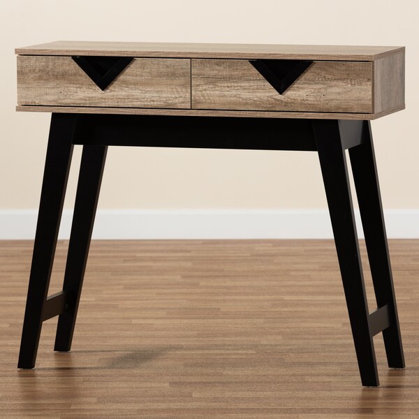 Baxton Studio Wales ModernLight Brown Finished Wood 2-Drawer Console Table - 196-11914-ZORO