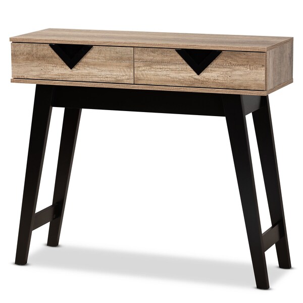 Baxton Studio Wales ModernLight Brown Finished Wood 2-Drawer Console Table - 196-11914-ZORO
