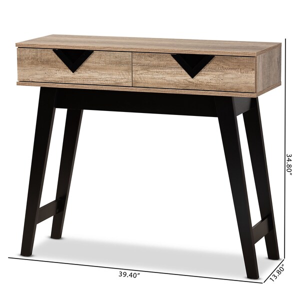 Baxton Studio Wales ModernLight Brown Finished Wood 2-Drawer Console Table - 196-11914-ZORO