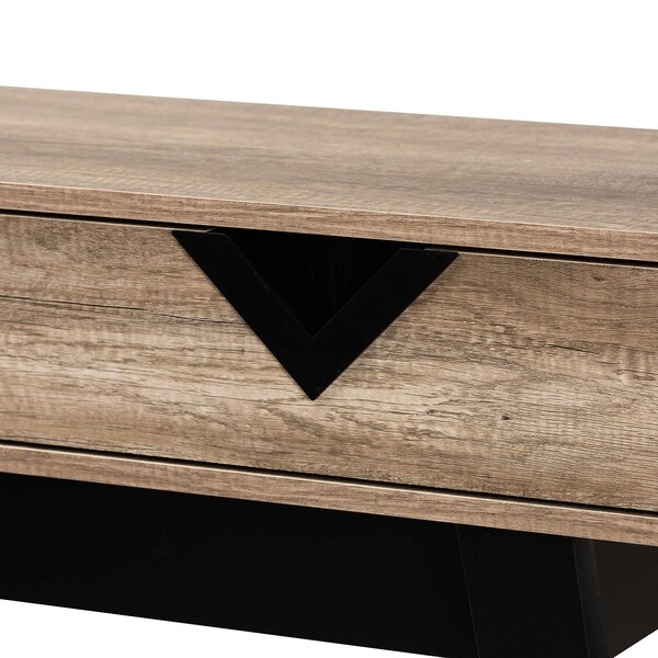 Baxton Studio Wales ModernLight Brown Finished Wood 2-Drawer Console Table - 196-11914-ZORO