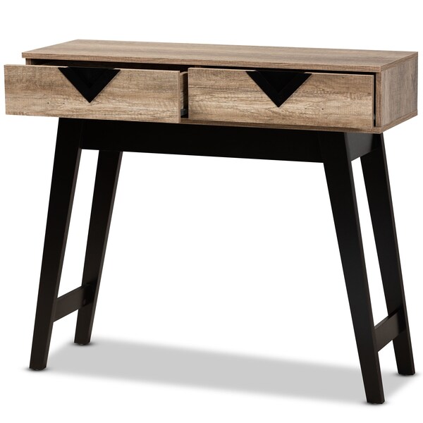 Baxton Studio Wales ModernLight Brown Finished Wood 2-Drawer Console Table - 196-11914-ZORO