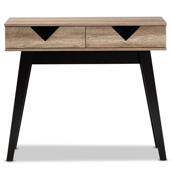Baxton Studio Wales ModernLight Brown Finished Wood 2-Drawer Console Table - 196-11914-ZORO