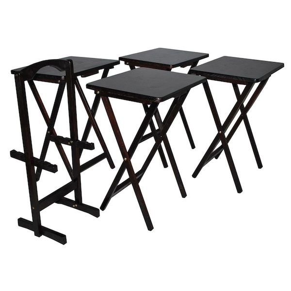 Yu Shan Co Usa Stain Finish 5pcs Tray table Set  Espresso - 660-44