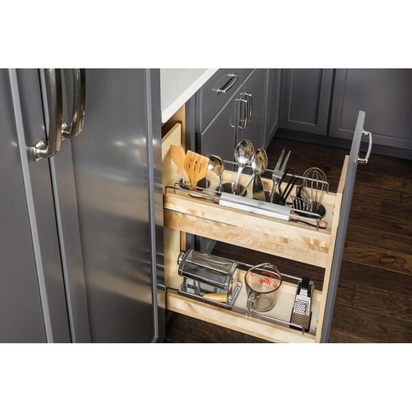 Hardware Resources 5" "No Wiggle" Utensil Bin Soft-close Base Cabinet Pullout, Pre-Assembled - UBPO-5SC