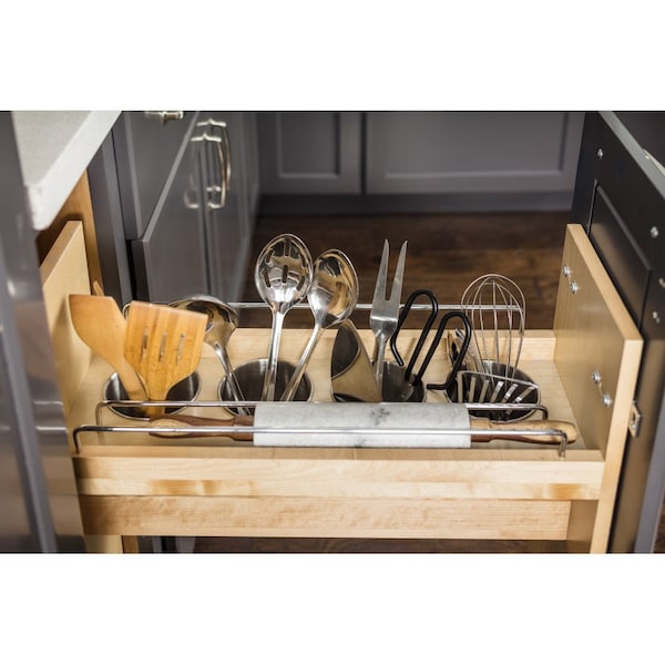 Hardware Resources 5" "No Wiggle" Utensil Bin Soft-close Base Cabinet Pullout, Pre-Assembled - UBPO-5SC