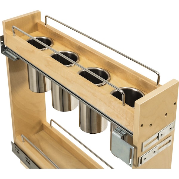 Hardware Resources 5" "No Wiggle" Utensil Bin Soft-close Base Cabinet Pullout, Pre-Assembled - UBPO-5SC