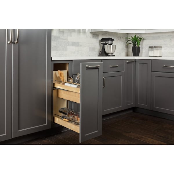 Hardware Resources 5" "No Wiggle" Utensil Bin Soft-close Base Cabinet Pullout, Pre-Assembled - UBPO-5SC