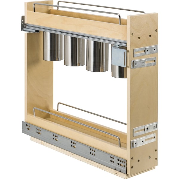 Hardware Resources 5" "No Wiggle" Utensil Bin Soft-close Base Cabinet Pullout, Pre-Assembled - UBPO-5SC