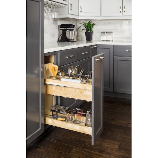 Hardware Resources 5" "No Wiggle" Utensil Bin Soft-close Base Cabinet Pullout, Pre-Assembled - UBPO-5SC